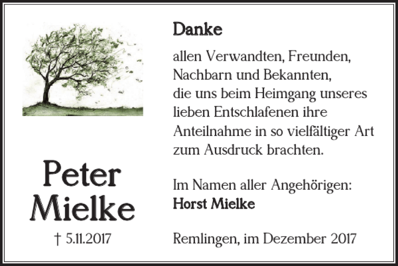 Traueranzeigen Von Peter Mielke Trauer38 De