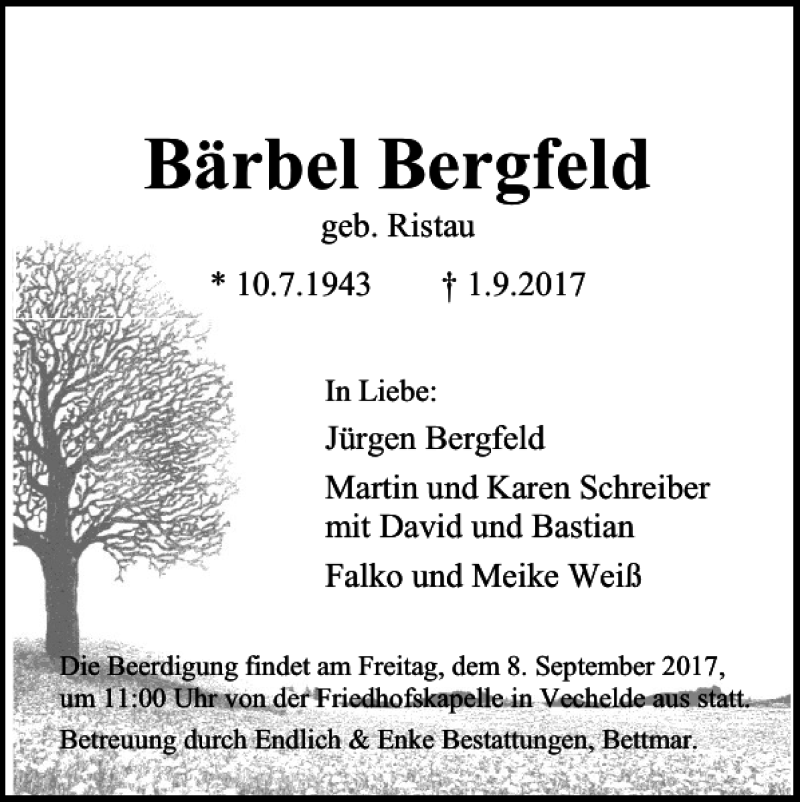 Traueranzeigen Von B Rbel Bergfeld Trauer De