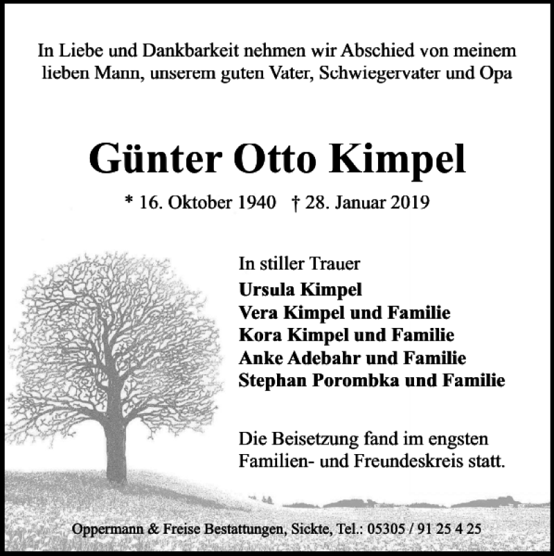 Traueranzeigen Von G Nter Otto Kimpel Trauer De