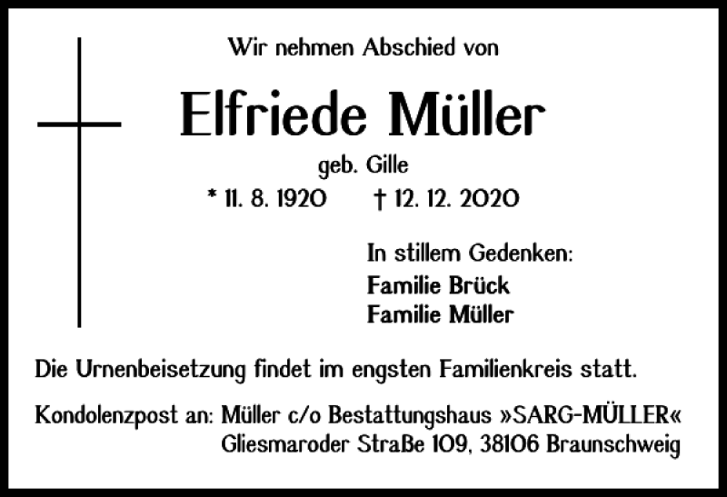 Traueranzeigen Von Elfriede M Ller Trauer De