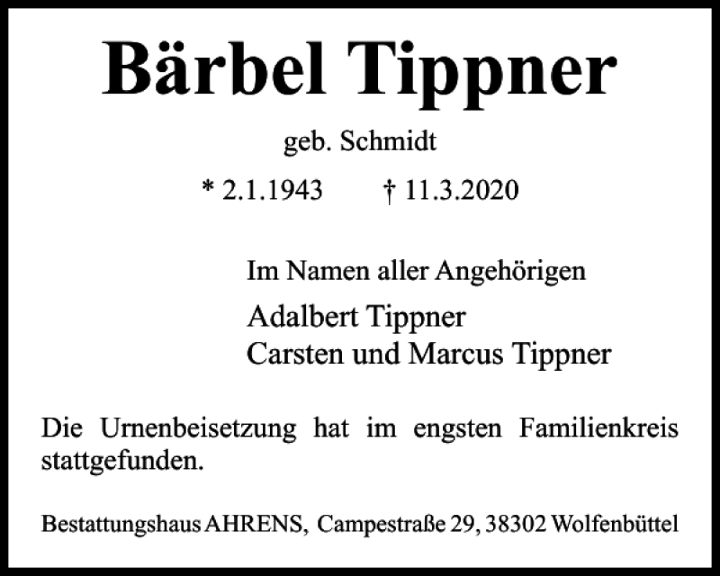 Traueranzeigen Von B Rbel Tippner Trauer De