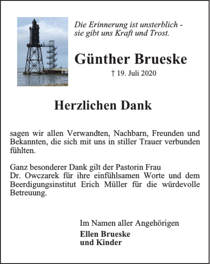 Traueranzeigen Von G Nther Brueske Trauer De