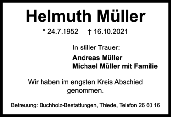 Traueranzeigen Von Helmuth M Ller Trauer De