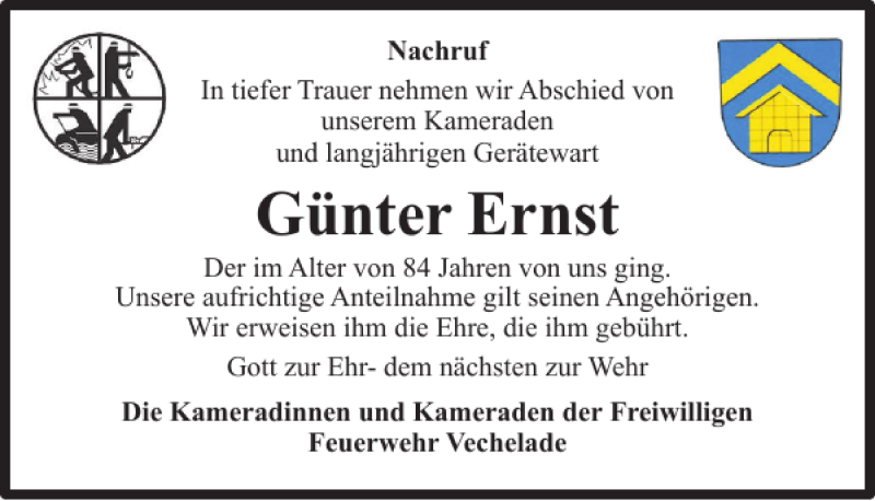 Traueranzeigen Von G Nter Ernst Trauer De