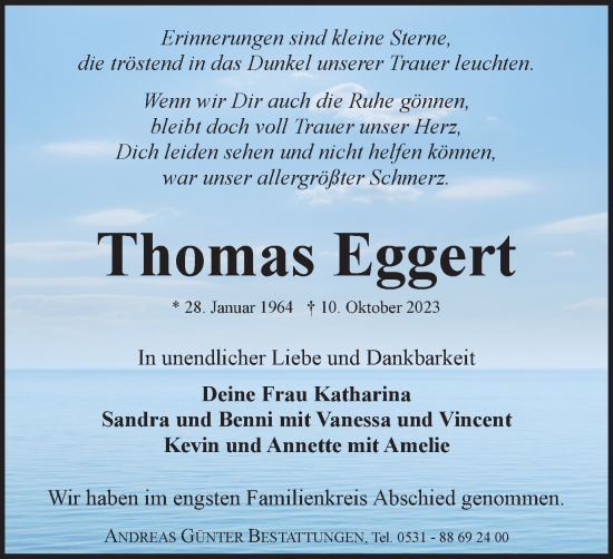 Traueranzeigen Von Thomas Eggert Trauer38 De