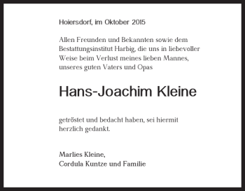 Traueranzeige von Hans-Joachim Kleine von Helmstedter Nachrichten