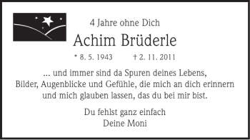 Traueranzeige von Achim Brüderle von Braunschweiger Zeitung