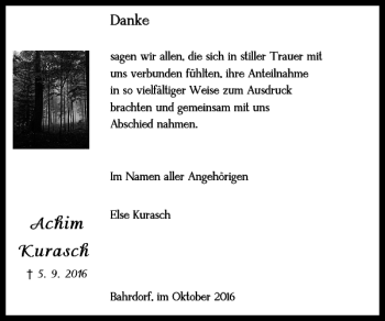 Traueranzeige von Achim Kurasch von Helmstedter Nachrichten