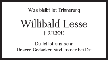 Traueranzeige von Willibald Lesse von Braunschweiger Zeitung