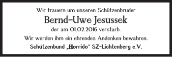 Traueranzeige von Bernd-Uwe Jesussek von Salzgitter Zeitung