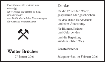 Traueranzeige von Walter Brücher von Salzgitter Zeitung