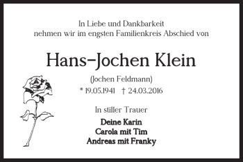 Traueranzeige von Hans-Jochen Klein von Braunschweiger Zeitung