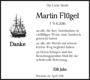 Traueranzeige von Martin Flügel von Wolfenbütteler Zeitung