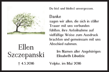 Traueranzeige von Ellen Szczepanski von Helmstedter Nachrichten