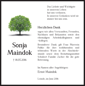 Traueranzeige von Sonja Maindok von Salzgitter Zeitung