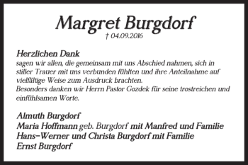 Traueranzeige von Margret Burgdorf von Braunschweiger Zeitung