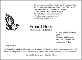 Traueranzeige von Erhard Horn von Salzgitter Zeitung