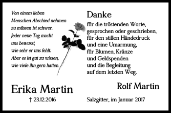 Traueranzeige von Erika Martin von Salzgitter Zeitung