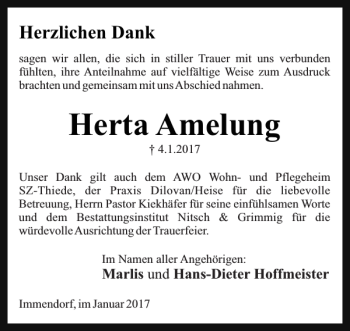 Traueranzeige von Herta Amelung von Salzgitter Zeitung