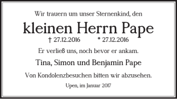 Traueranzeige von Kleinen Pape von Salzgitter Zeitung