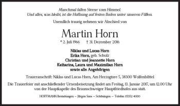 Traueranzeige von Martin Horn von Braunschweiger Zeitung