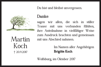 Traueranzeige von Martin Koch von Wolfsburger Nachrichten