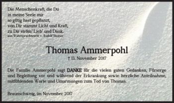 Traueranzeige von Thomas Ammerpohl von Braunschweiger Zeitung