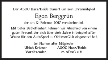 Traueranzeige von Egon Berggrün von Braunschweiger Zeitung