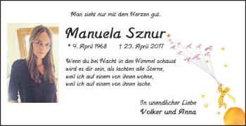 Traueranzeige von Manuela Sznur von Helmstedter Nachrichten