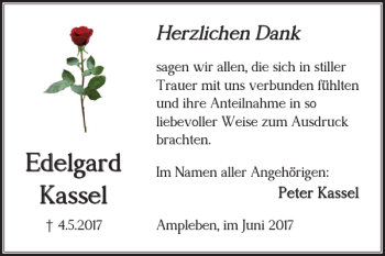 Traueranzeige von Edelgard Kassel von Braunschweiger Zeitung