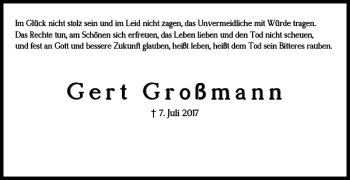 Traueranzeige von Gert Großmann von Braunschweiger Zeitung