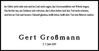 Traueranzeige von Gert Großmann von Braunschweiger Zeitung