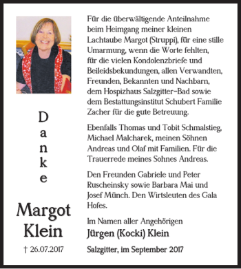 Traueranzeige von Margot Klein von Salzgitter Zeitung