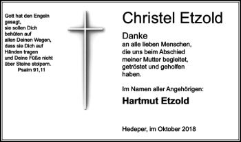 Traueranzeige von Christel Etzold von Braunschweiger Zeitung