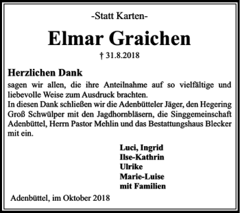 Traueranzeige von Elmar Graichen von Braunschweiger Zeitung