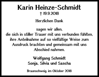 Traueranzeige von Karin Heinze-Schmidt von Braunschweiger Zeitung