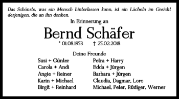 Traueranzeige von Bernd Schãfer von Braunschweiger Zeitung