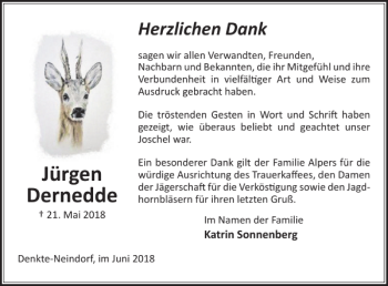 Traueranzeige von Jürgen Dernedde von Wolfenbütteler Zeitung