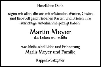 Traueranzeige von Martin Meyer von Salzgitter Zeitung