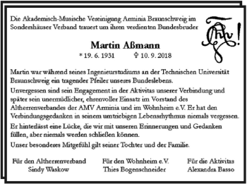 Traueranzeige von Martin Aßmann von Braunschweiger Zeitung