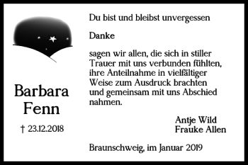 Traueranzeige von Barbara Fenn von Braunschweiger Zeitung