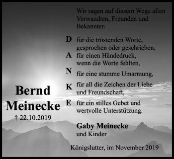 Traueranzeige von Bernd Meinecke von Helmstedter Nachrichten