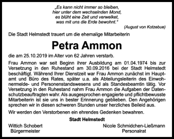 Traueranzeige von Petra Ammon von Helmstedter Nachrichten