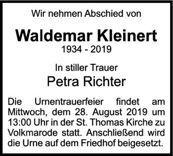 Traueranzeige von Waldemar Kleinert von Braunschweiger Zeitung