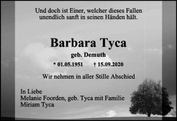 Traueranzeige von Barbara Tyca von Salzgitter Zeitung