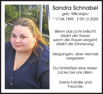 Traueranzeige von Sandra Schnabel von Braunschweiger Zeitung