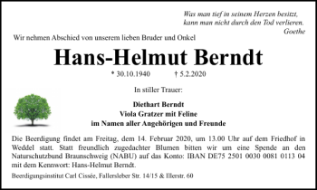 Traueranzeige von Hans-Helmut Berndt von Braunschweiger Zeitung