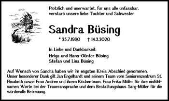 Traueranzeige von Sandra Büsing von Braunschweiger Zeitung