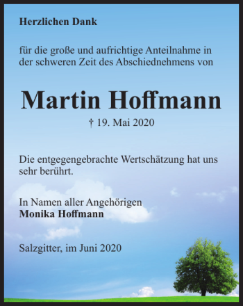 Traueranzeige von Martin Hoffmann von Salzgitter Zeitung