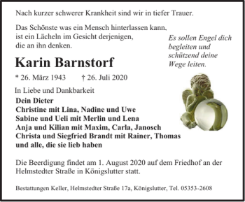 Traueranzeige von Karin Barnstorf von Helmstedter Nachrichten